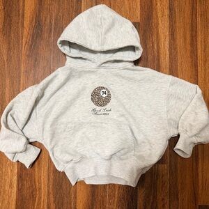 Zara Light Gray Girls Hoodie with Leopard '74' Graphic